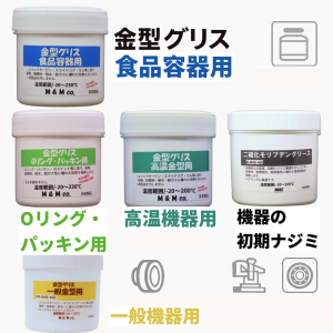 食品機器用・Oリング用・高温機器用など用途別金型グリスの一覧