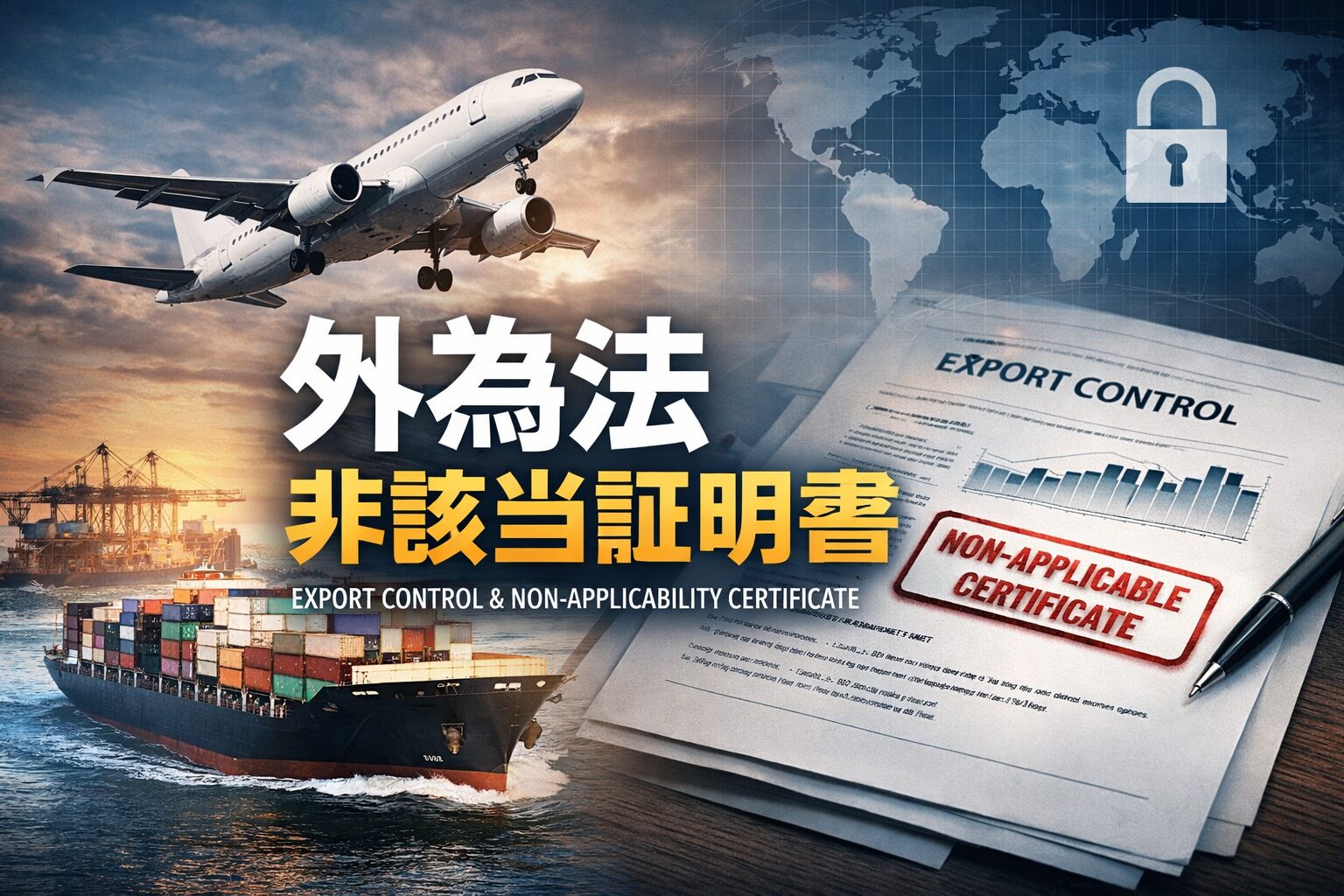 外為法に基づく輸出管理と非該当証明書の発行を示すイメージ画像