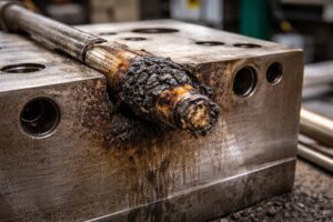 金型内部で焼損したカートリッジヒーター