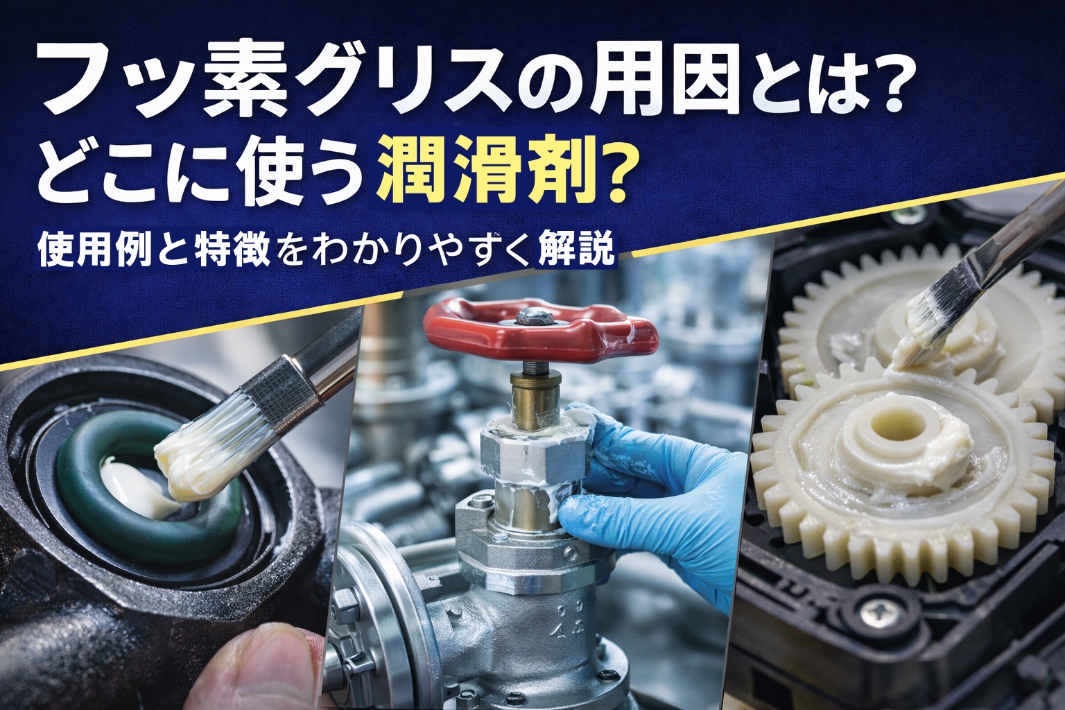フッ素グリスの用途（Oリング・バルブ・樹脂ギアの潤滑）
