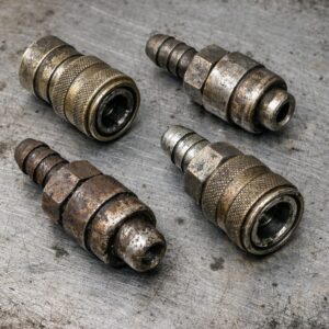 金型の水口継手の古い劣化した継手と新品継手の比較写真 型番判別が難しくなる原因イメージ