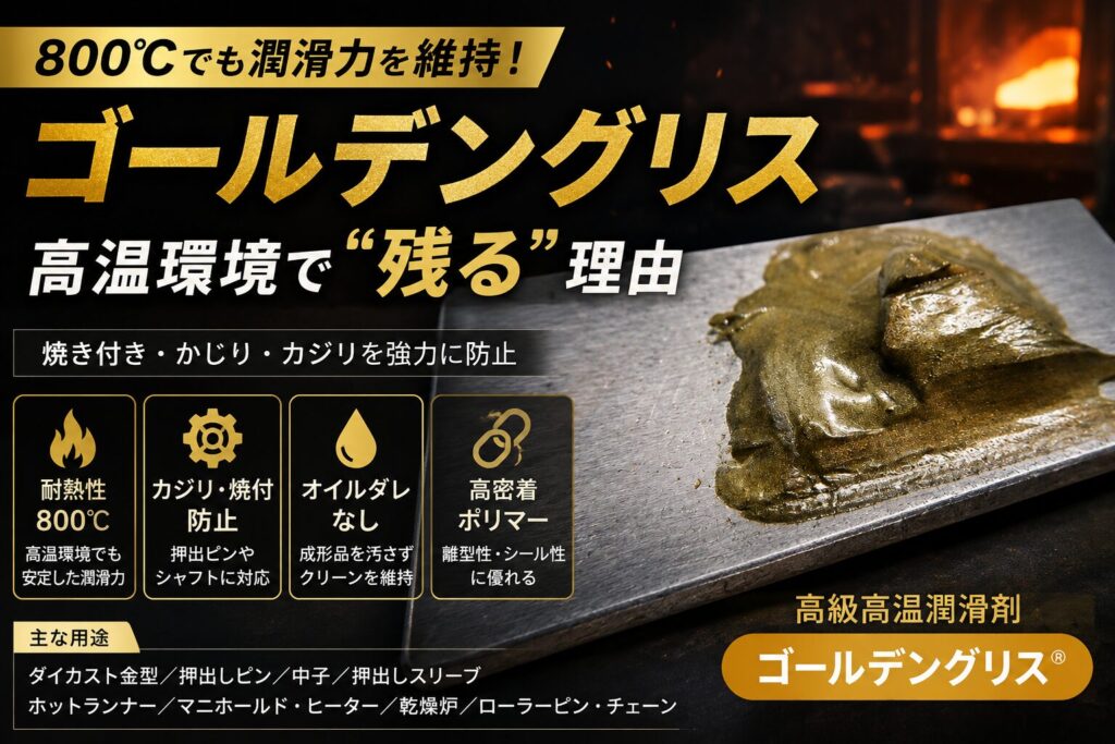 高温環境でも潤滑を維持するゴールデングリスの塗布イメージ|焼き付き・かじり防止用高温グリス
