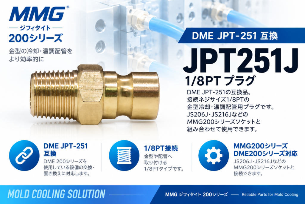 MMG JPT251J DME JPT-251互換 1/8PTプラグ 金型冷却・温調配管用

